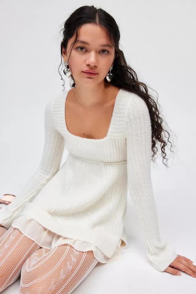 Kimchi Blue Hannah Ruffle Trim Babydoll Sweater by KIMCHI BLUE | jellibeans