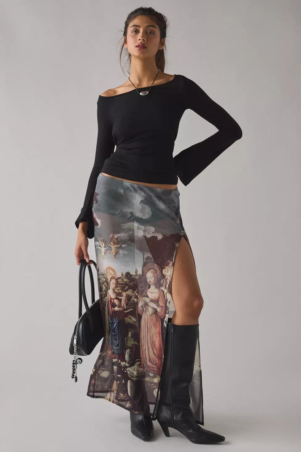 Kimchi Blue High Heavens Sheer Mesh Low-Rise Maxi Skirt by KIMCHI BLUE