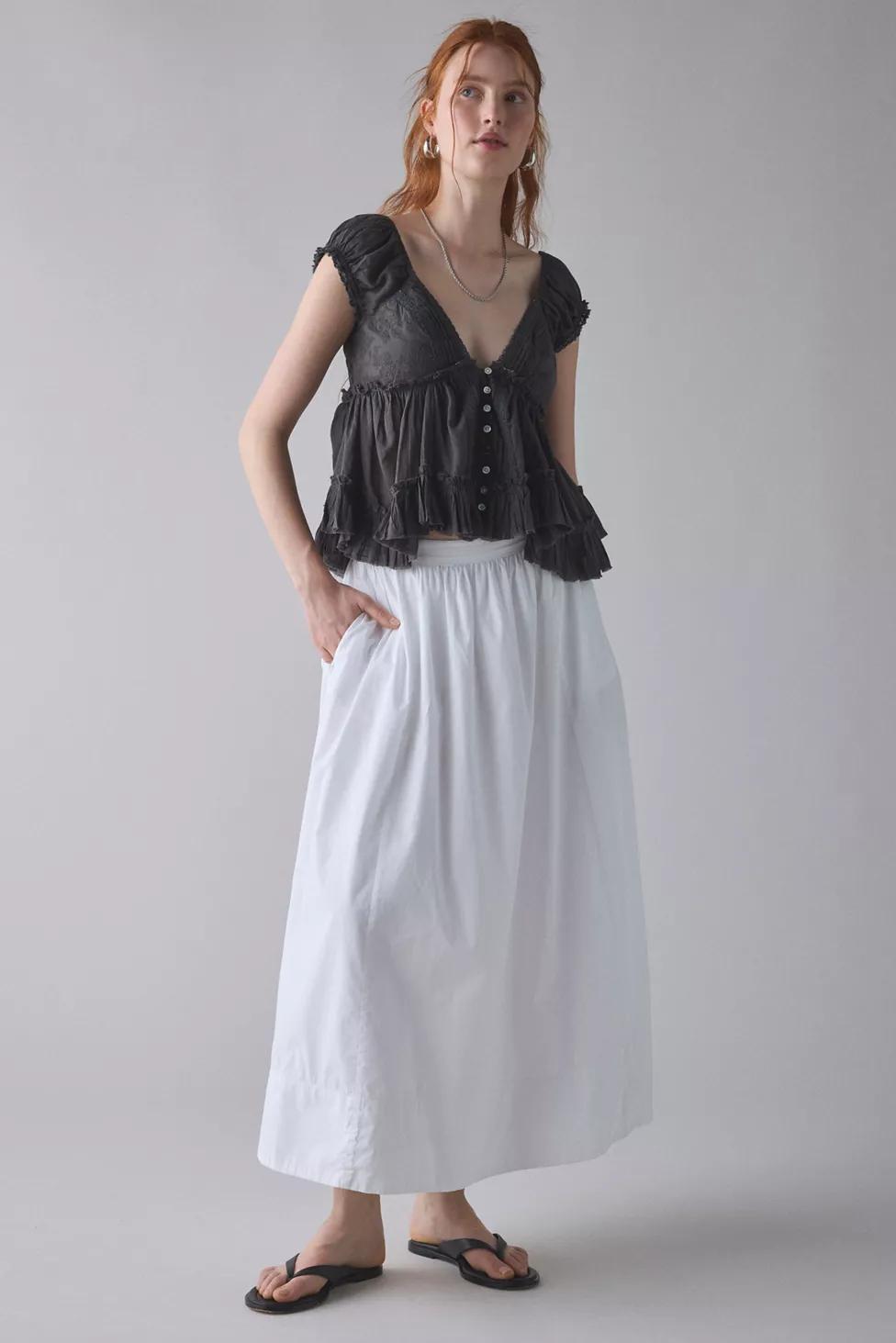 Kimchi Blue Izzy Lace Trim Button-Front Babydoll Blouse by KIMCHI BLUE