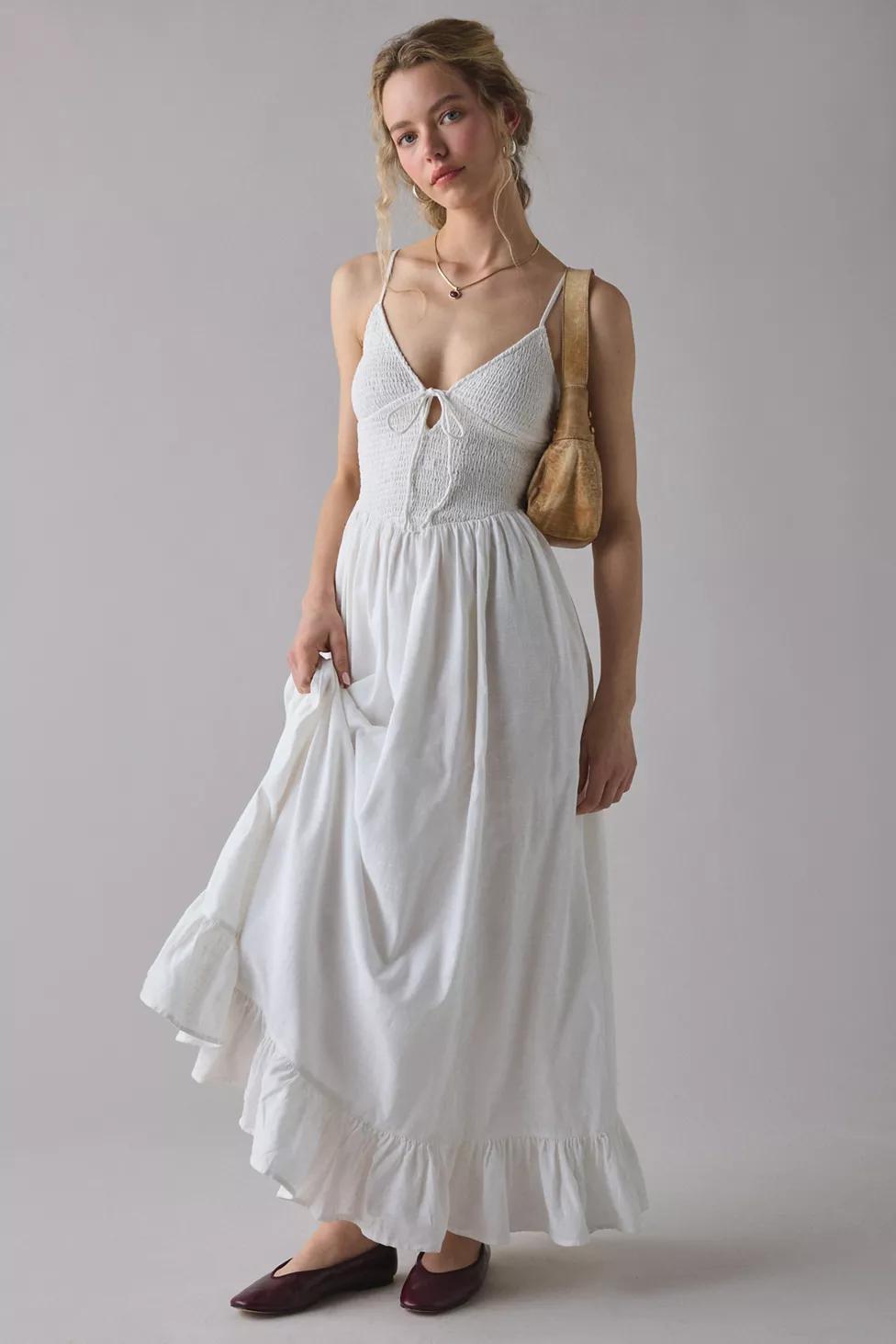 Kimchi Blue Keepsake Tie-Front Smocked Cotton Maxi Dress by KIMCHI BLUE