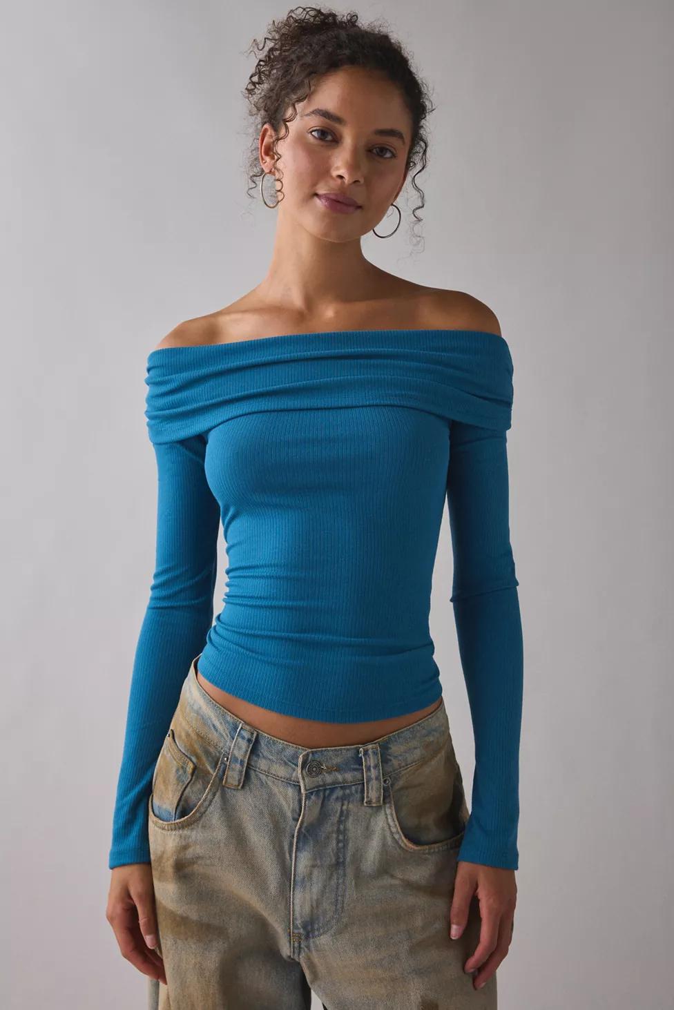Kimchi Blue Lily Ruched Foldover Off-The-Shoulder Knit Top by KIMCHI BLUE Kimchi Blue Lily Ruched Foldover Off-The-Shoulder Knit Top by KIMCHI BLUE