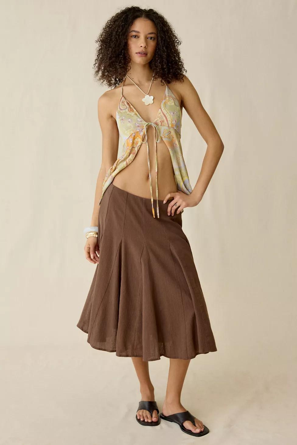 Kimchi Blue Lorelai Textured Cotton Midi Skirt by KIMCHI BLUE