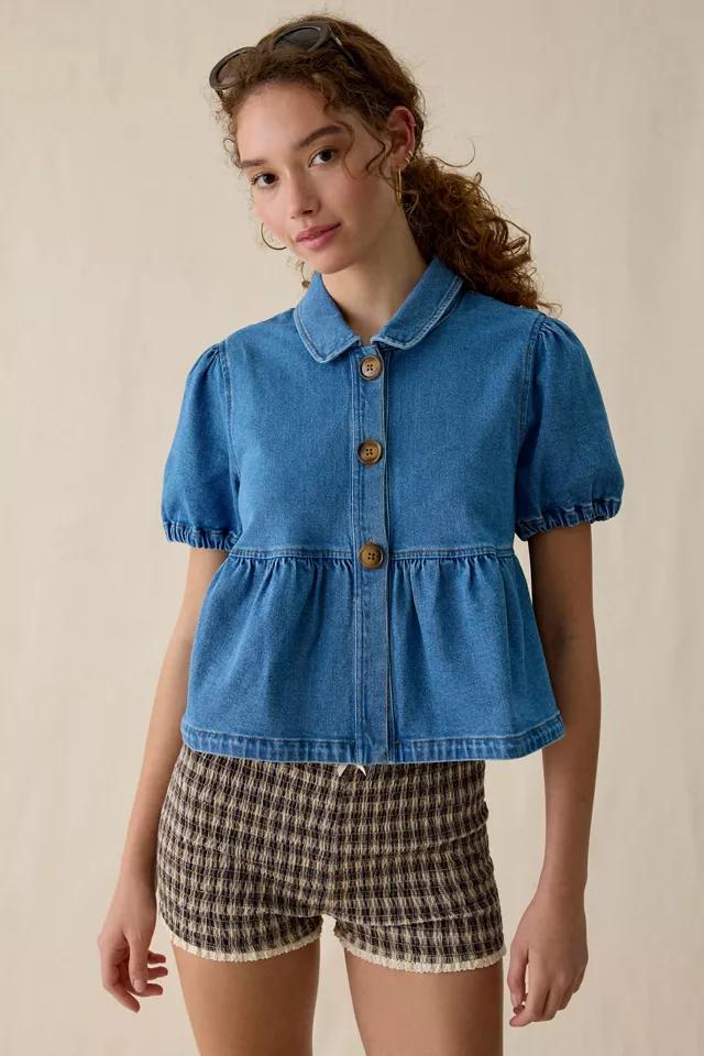 Kimchi Blue Matilda Short Sleeve Peplum Denim Jacket by KIMCHI BLUE