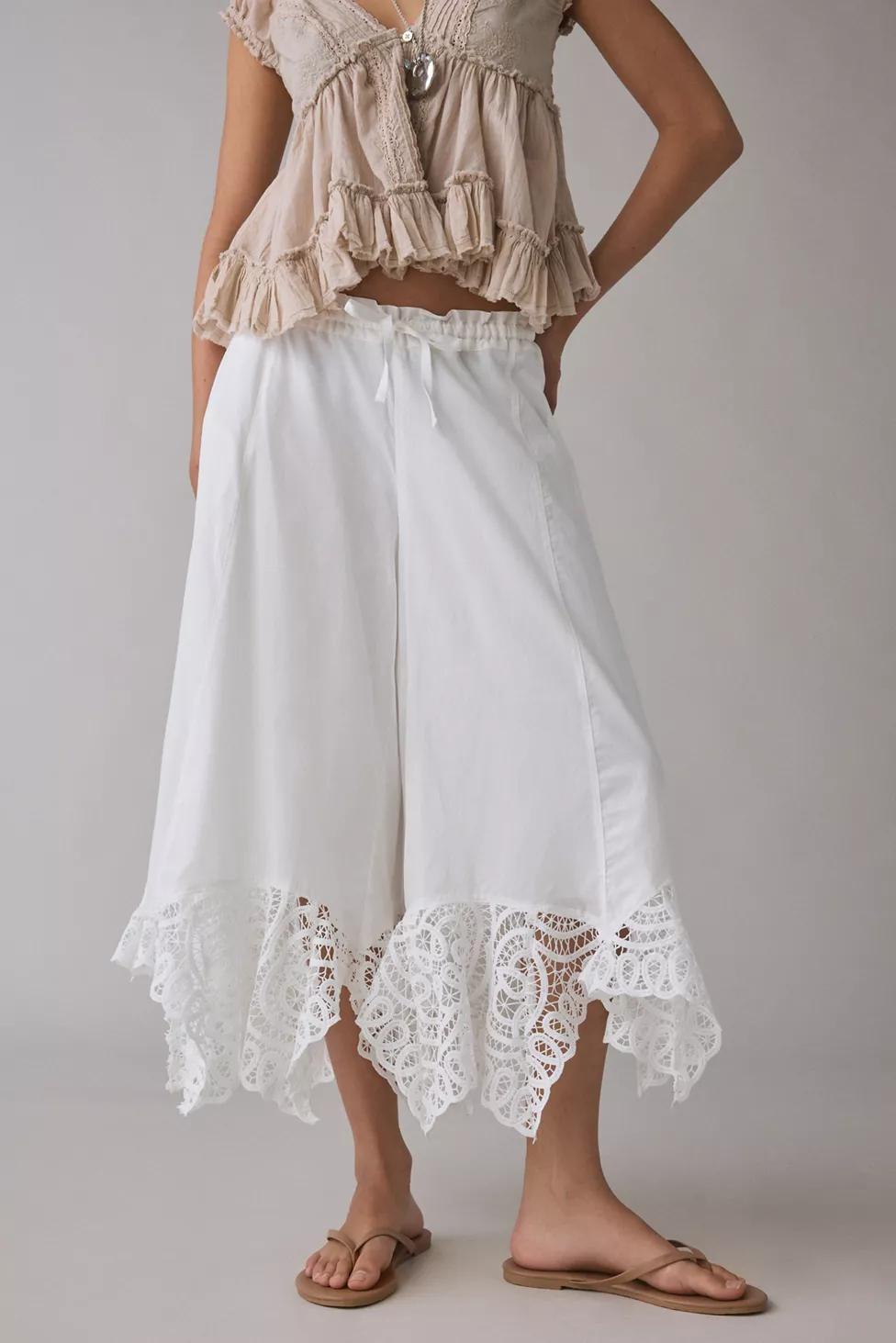 Kimchi Blue Pinky Promise Lace Trim Wide Leg Pants by KIMCHI BLUE