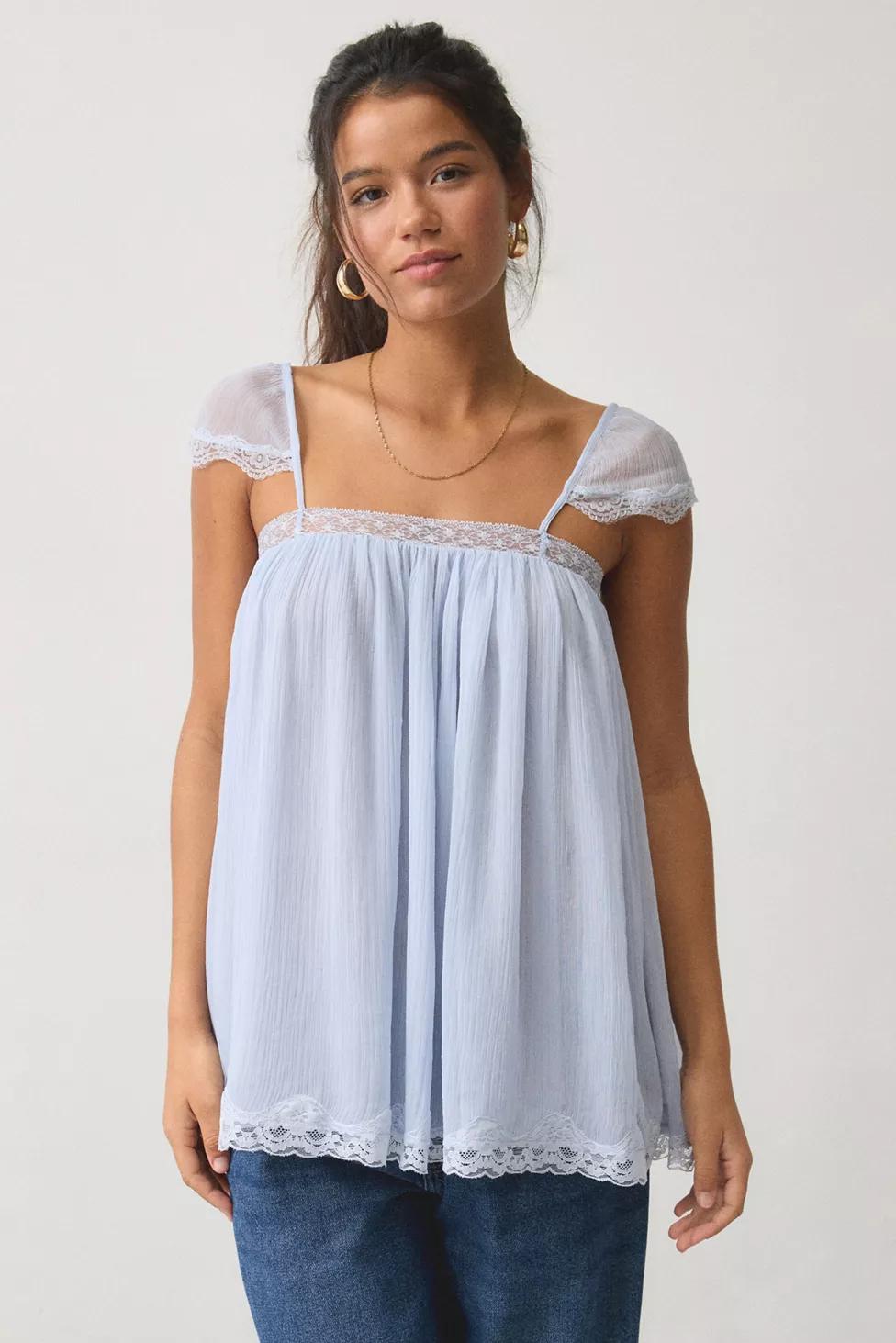 Kimchi Blue Sabrina Semi-Sheer Chiffon Babydoll Tunic Top by KIMCHI BLUE