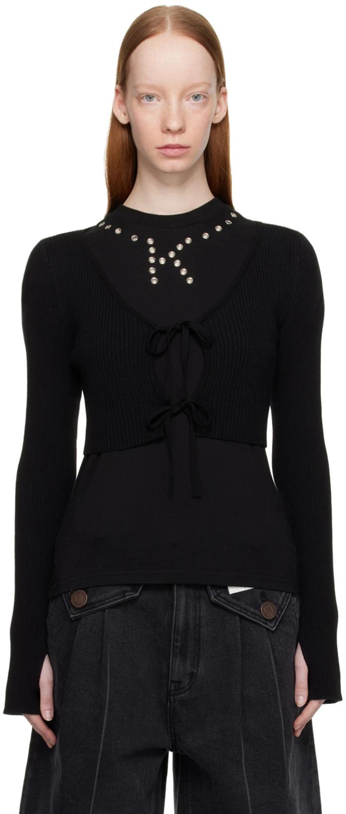Black Cropped Cardigan by KIMHEKIM