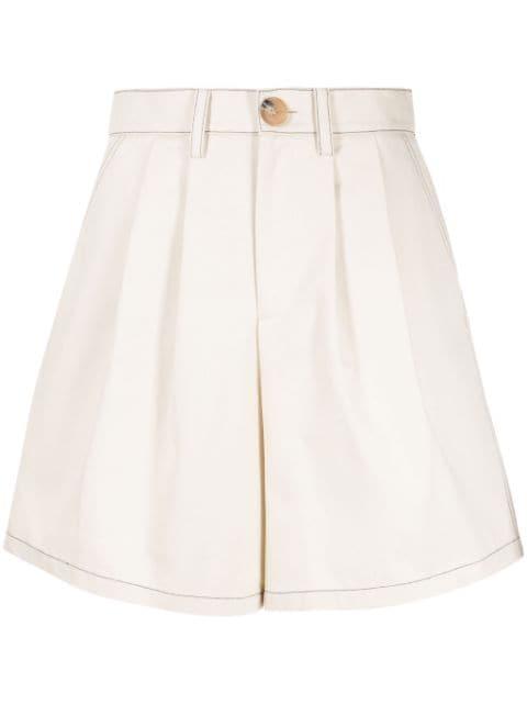contrast-stitching wide-leg cotton shorts by KIMHEKIM