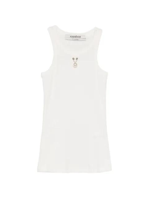 faux-pearl embellished vest by KIMHEKIM