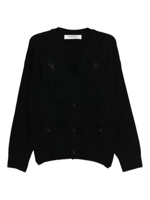 heart-patch v-neck cardigan by KIMHEKIM
