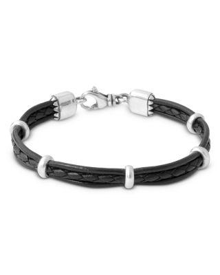 Men's Sterling Silver Multi Strand Leather Bracelet by KING BABY STUDIO