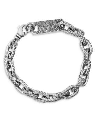 Sterling Silver Crosshatch Oval Link Bracelet by KING BABY STUDIO