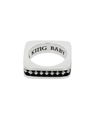 Sterling Silver High Roller Club Diamond Suit Square Stack Ring by KING BABY STUDIO