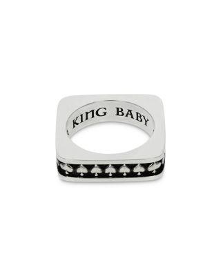 Sterling Silver High Roller Club Spade Suit Square Stack Ring by KING BABY STUDIO
