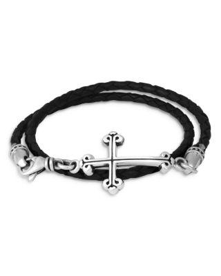 Traditional Cross Braided Leather Double Wrap Bracelet by KING BABY STUDIO