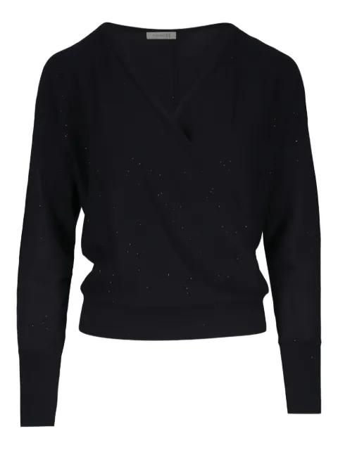 V-neck long-sleeved top by KINROSS CASHMERE