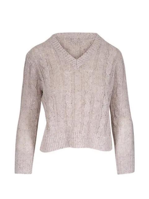 cable knit V-neck sweater by KINROSS CASHMERE