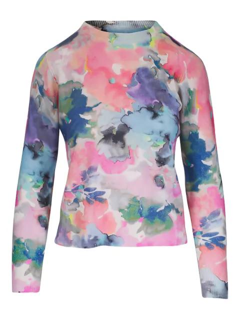 floral long-sleeve top by KINROSS CASHMERE