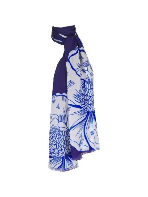 floral-print fringed scarf by KINROSS CASHMERE