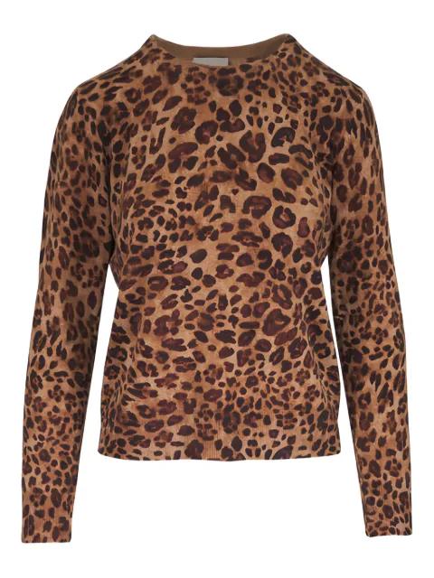leopard-print crew-neck sweater by KINROSS CASHMERE