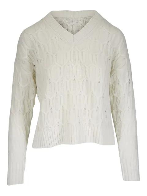 v-neck cable knit sweater by KINROSS CASHMERE