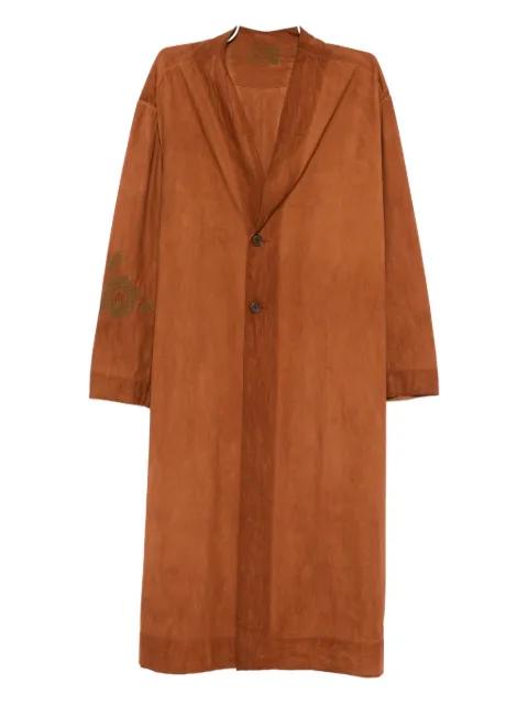 cotton collarless coat by KINYAN LAM