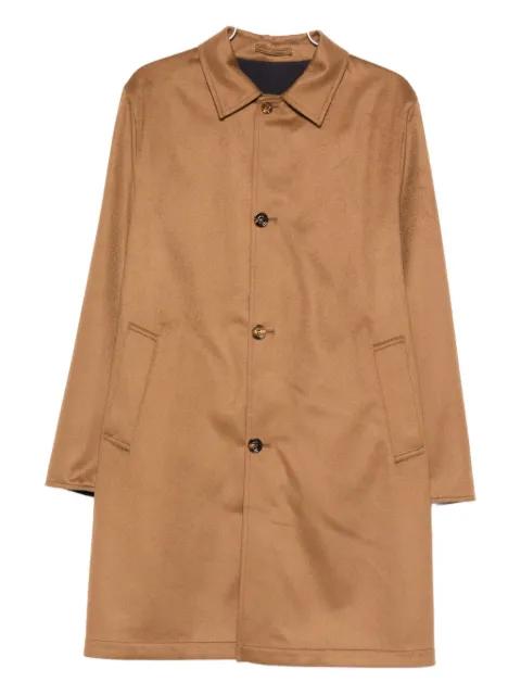 button-fastening cashmere reversible coat by KIRED