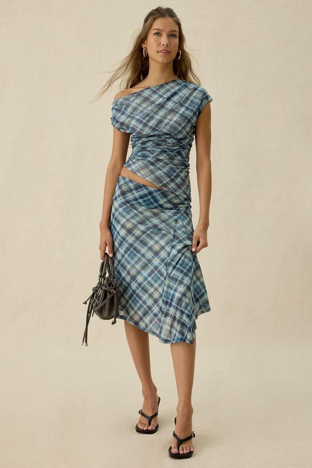 Kiss The Sky Jeanie Asymmetric Hanky Hem Mesh Midi Skirt by KISS THE SKY