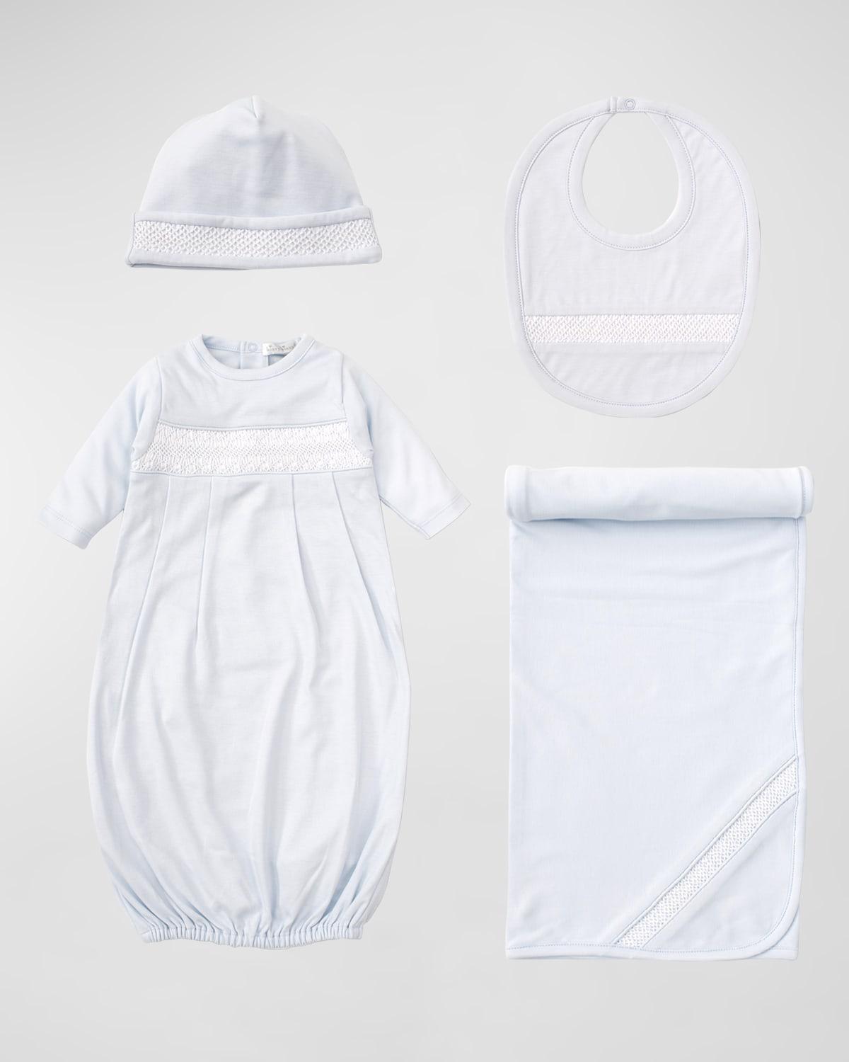 Boy's Hand-Smocked Pima Cotton Gown, Size Newborn by KISSY KISSY