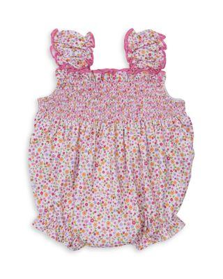 Girls' Floral Print Smocked Bubble Romper - Baby by KISSY KISSY