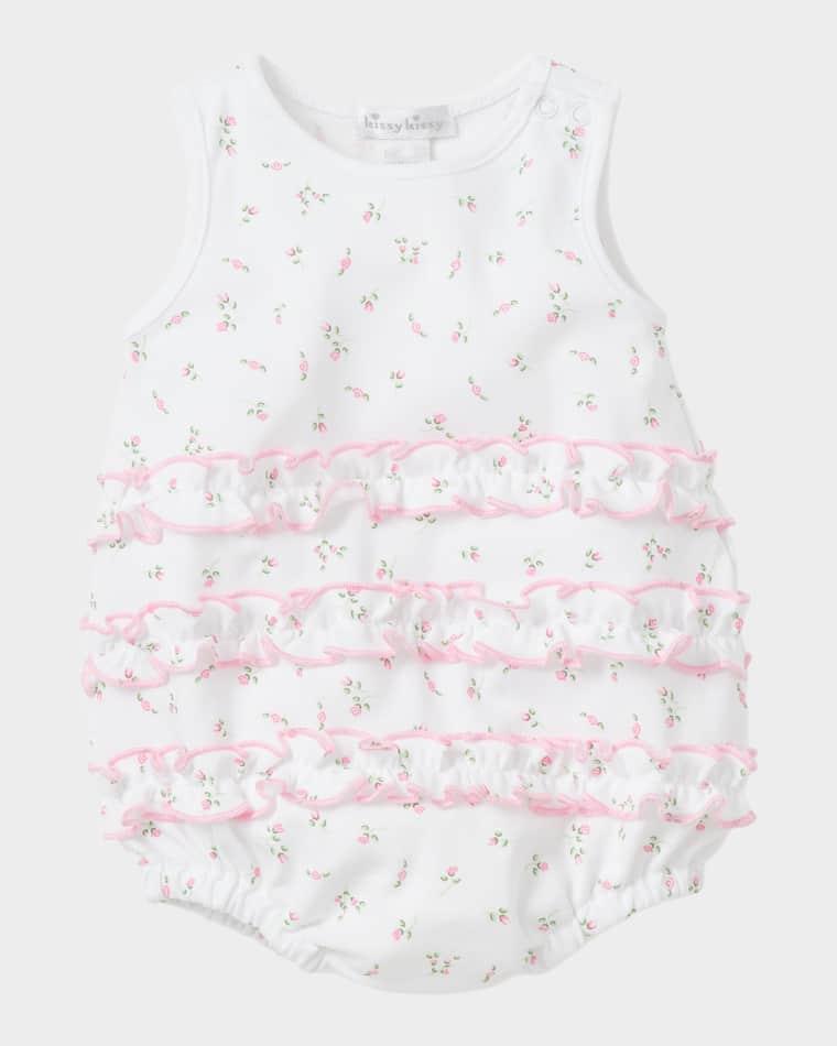 Girl's Garden Roses Ruffle Romper, Size Newborn-18M by KISSY KISSY