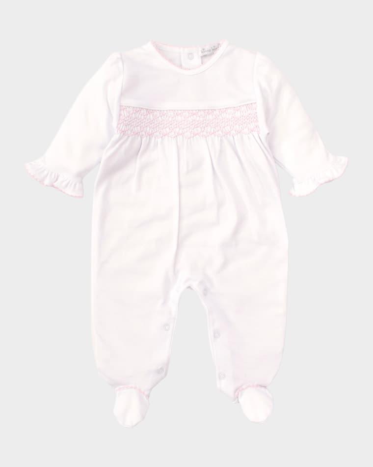Girl's Hand-Smocked Footie, Size Newborn-6M by KISSY KISSY