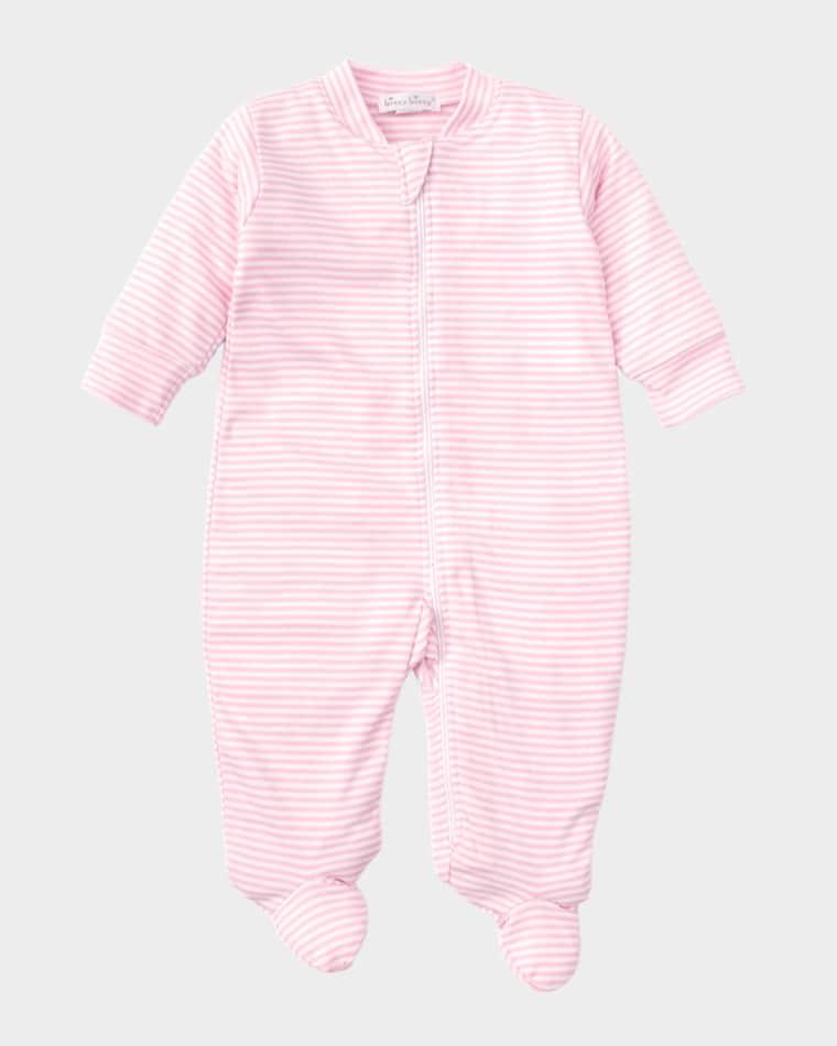 Girl's Simple Stripes Zip-Up Footie, Size Newborn-9M by KISSY KISSY