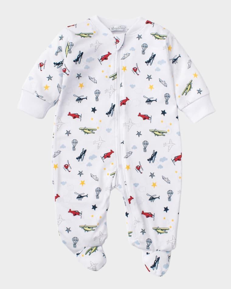 Kid's Aviators Zip-Up Footie, Size Newborn-9M by KISSY KISSY