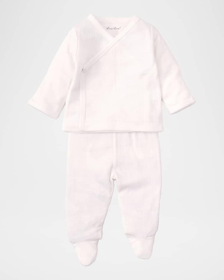 Kid's Pointelle Cross Tee and Footed Pants, Size Newborn-6M by KISSY KISSY