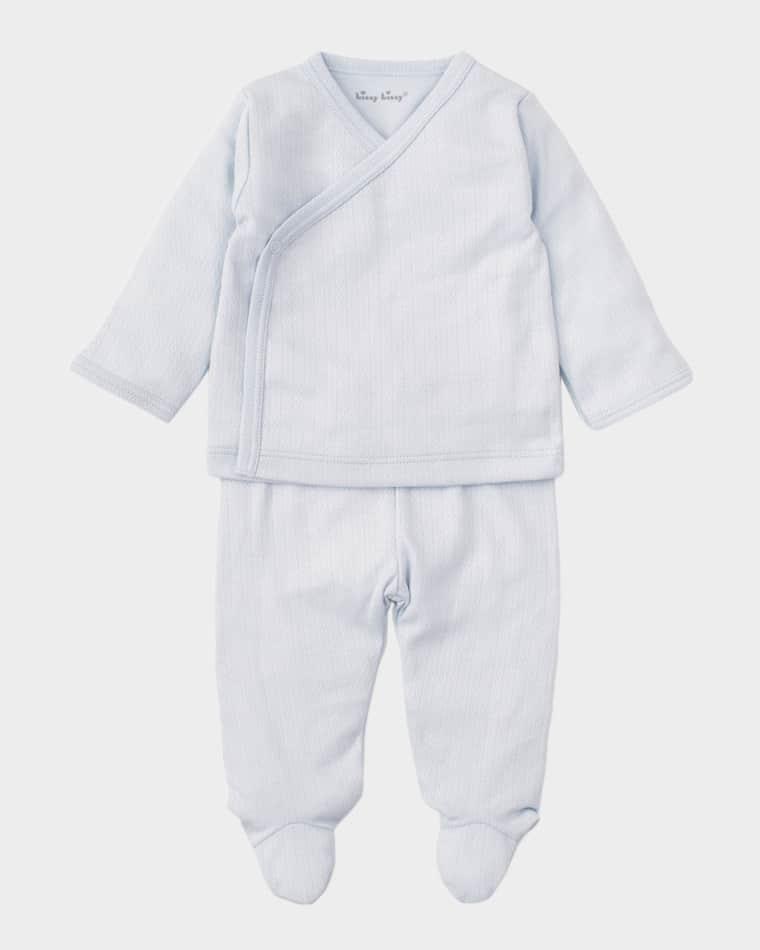 Kid's Pointelle Cross Tee and Footed Pants, Size Preemie by KISSY KISSY