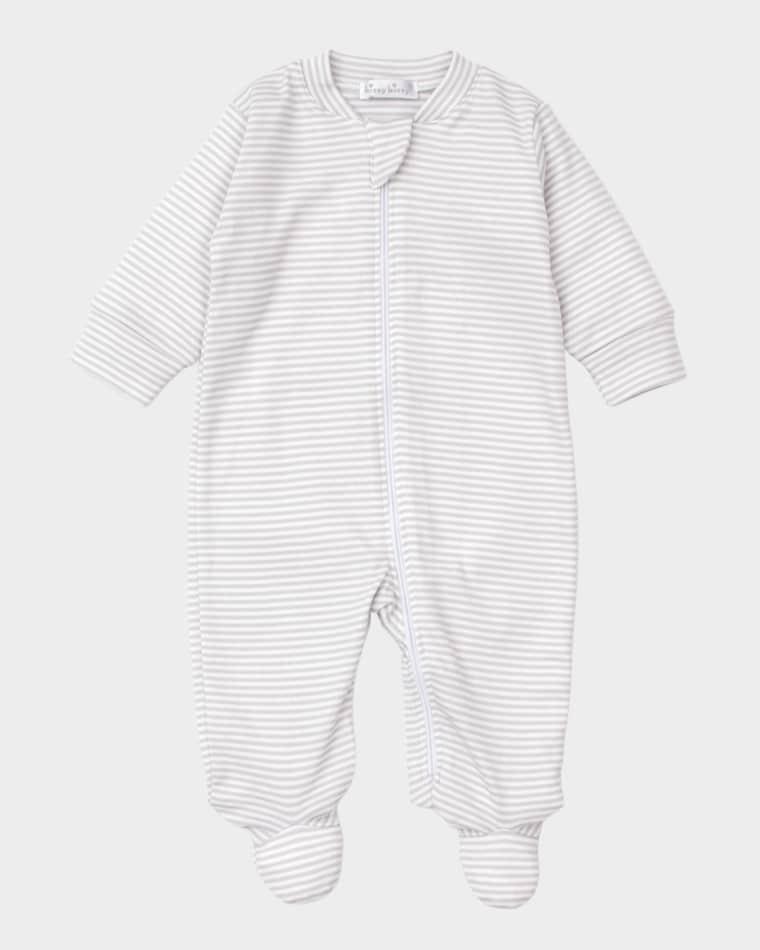 Kid's Simple Stripes Zip Up Footie, Size Newborn-9M by KISSY KISSY