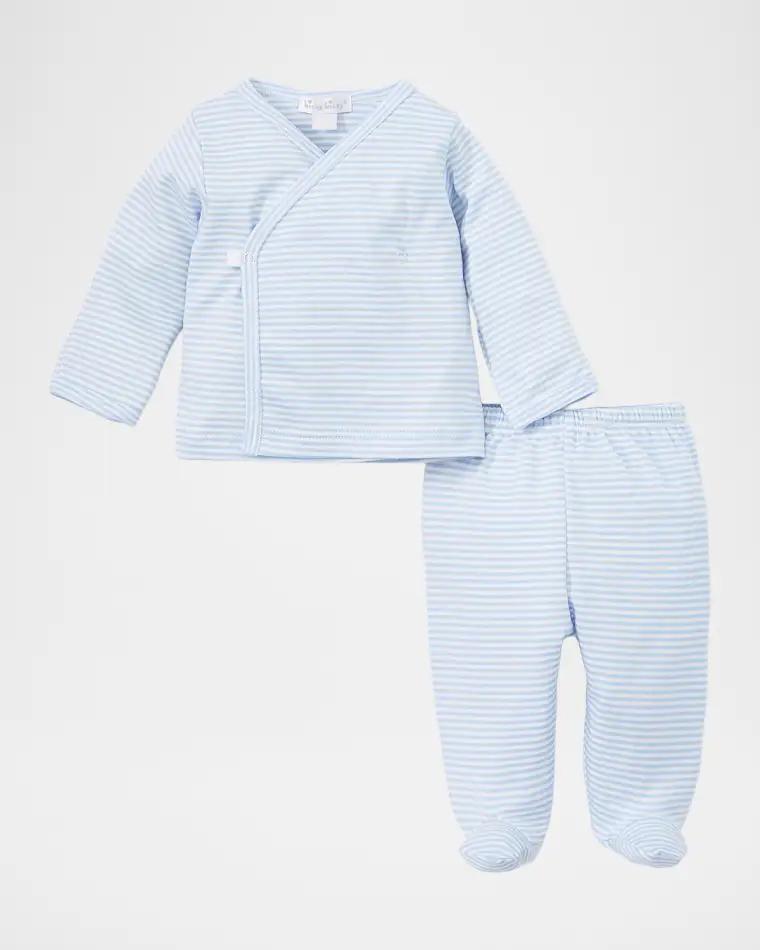Kid's Striped Cross Tee and Footed Pants, Size Preemie-6M by KISSY KISSY