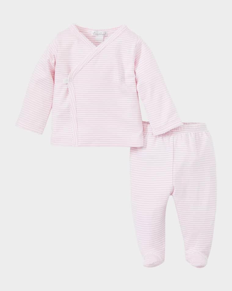 Kid's Striped Cross Tee and Footed Pants, Size Preemie-6M by KISSY KISSY