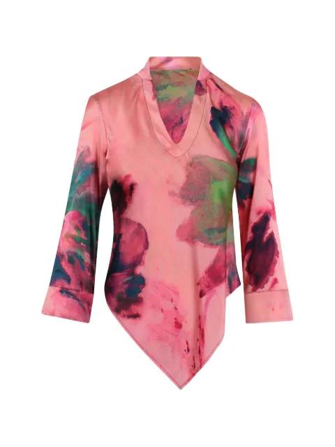 abstract-print asymmetric top by KITAGI