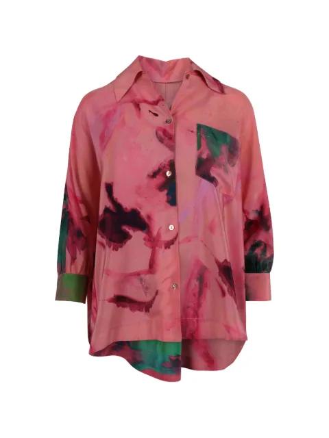 abstract-print button-up shirt by KITAGI