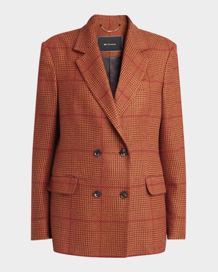 Check Double-Breasted Blazer Jacket by KITON