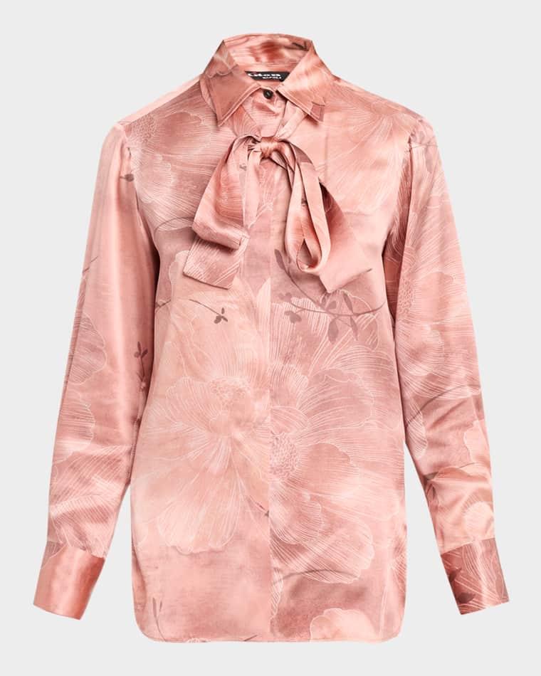 Floral Silk Button-Down Shirt With Neck Scarf by KITON