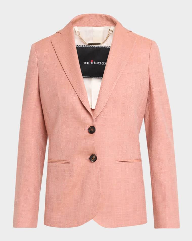 Herringbone Wool Single-Breasted Jacket by KITON
