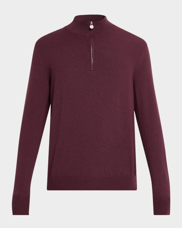 Men's 12gg Cashmere Mock Neck Quarter-Zip Sweater by KITON