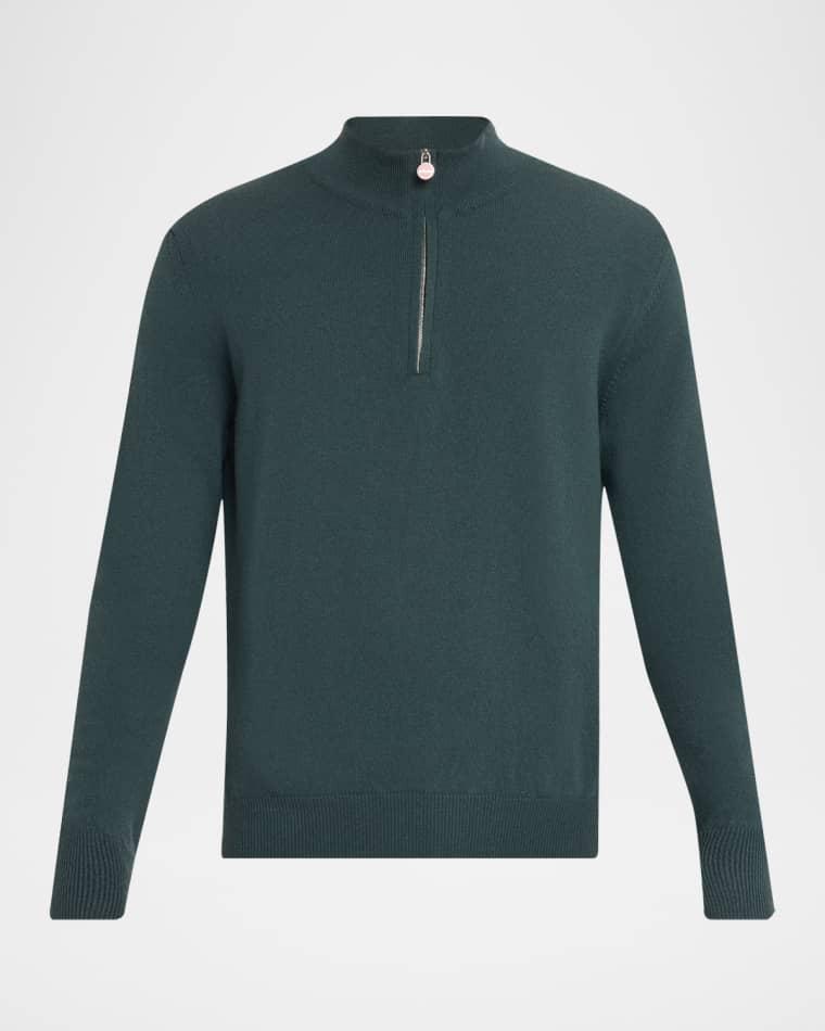 Men's 12gg Cashmere Mock Neck Quarter-Zip Sweater by KITON