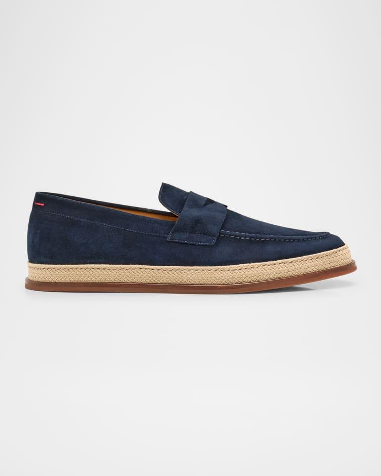 Men's Calfskin Jute-Sole Penny Loafers by KITON