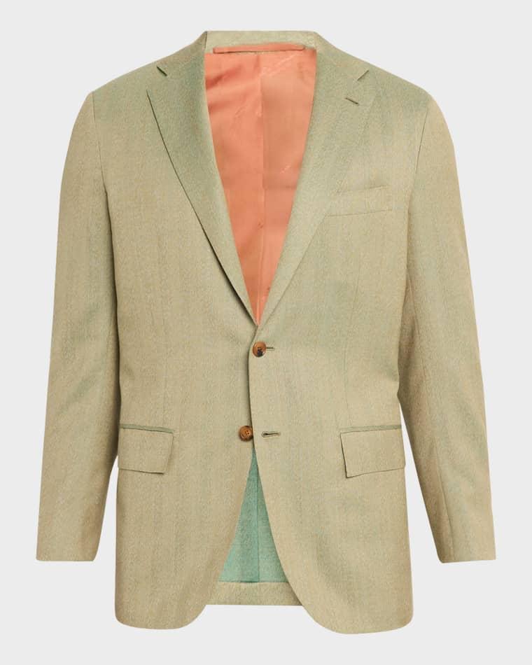 Men's Cashmere Herringbone Single-Breasted Sport Coat by KITON