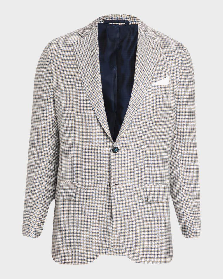 Men's Cashmere, Silk and Linen Houndstooth Check Sport Coat by KITON