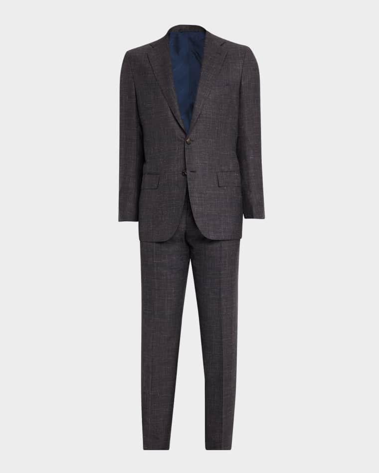 Men's Cashmere, Silk and Linen Plaid Two-Piece Suit by KITON