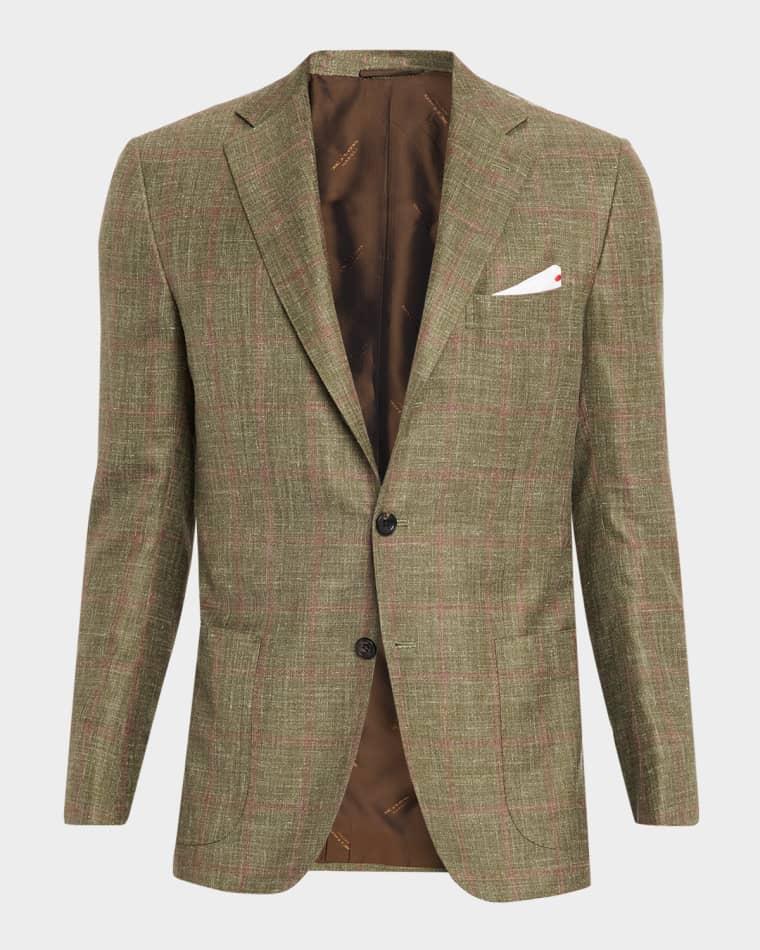 Men's Cashmere Windowpane Single-Breasted Sport Coat by KITON